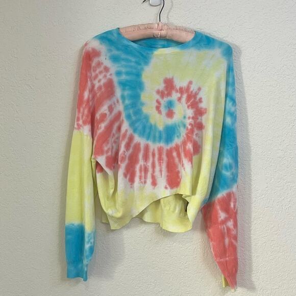 NWT BLANKNYC Good Days Rainbow Tie-Dye Long Sleeve Crew Neck Sweater - Sz S - Picture 4 of 10